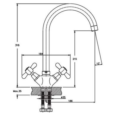 HAIBA Смеситель для кухни двухвентильный Dominox Bronze 275 (HB0089)